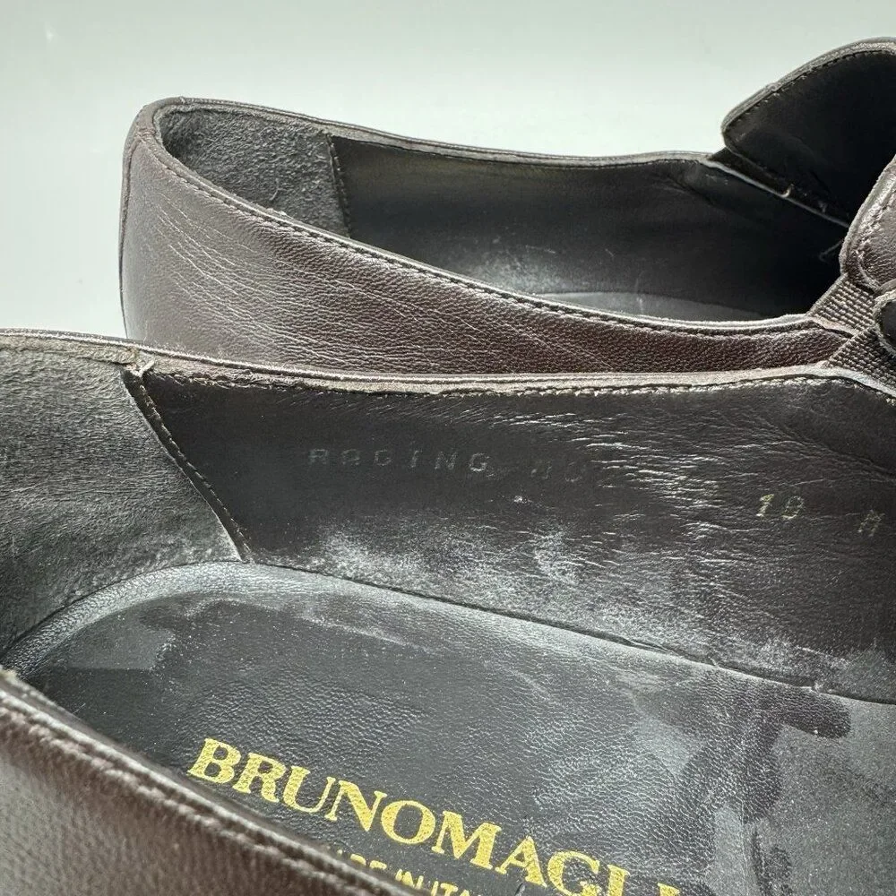 Bruno Magli Raging Loafer Shoes Men’s 10 Brown Leather Slip On Made Italy